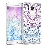 kwmobile Crystal Case Samsung Galaxy Alpha - Hard Durable Transparent Back Door Protective Cover - Blue Dark Pink Transparent