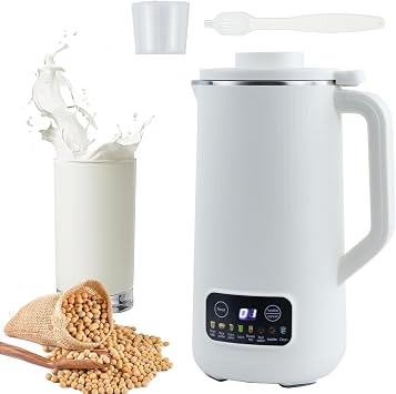 Soy Milk Maker Machine,20Oz Automatic Nut Milk Maker with 10 Blades,Smart Cold and Hot Dairy Soybean/Oat/Maker Machine,Soup Maker with Delay Start/Keep Warm/Self-Cleaning/FilteringWhite