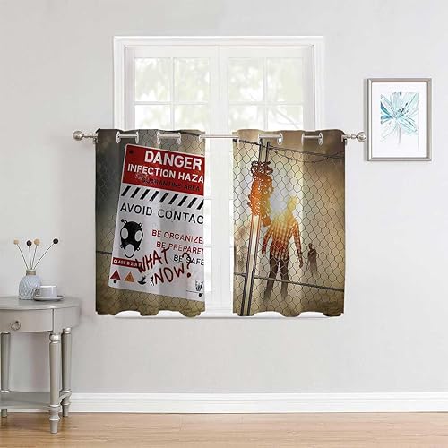 Cortinas Blackout para Habitacion Zombie Decor Manta insonorizada para garaje 55 pulgadas de ancho por 45 pulgadas de largo, 2 paneles