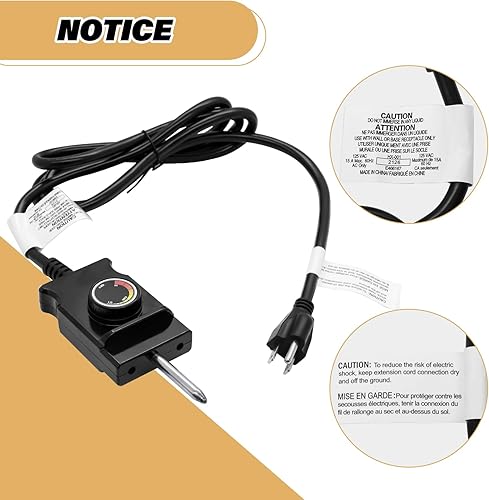 Miniatura 5 de Cable de sonda de termostato ajustable para ahumadores eléctricos analógicos Masterbuild, control de termostato con piezas de repuesto para la