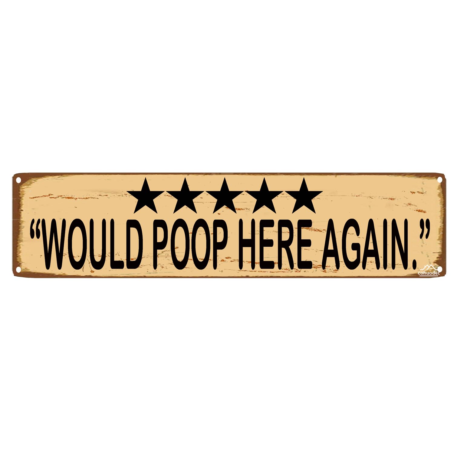 peiyeety Would Poop Here Again Sign, Rustic Metal Wall Art, 16 x 4 Inch Funny Farmhouse Bathroom Decor Plaque