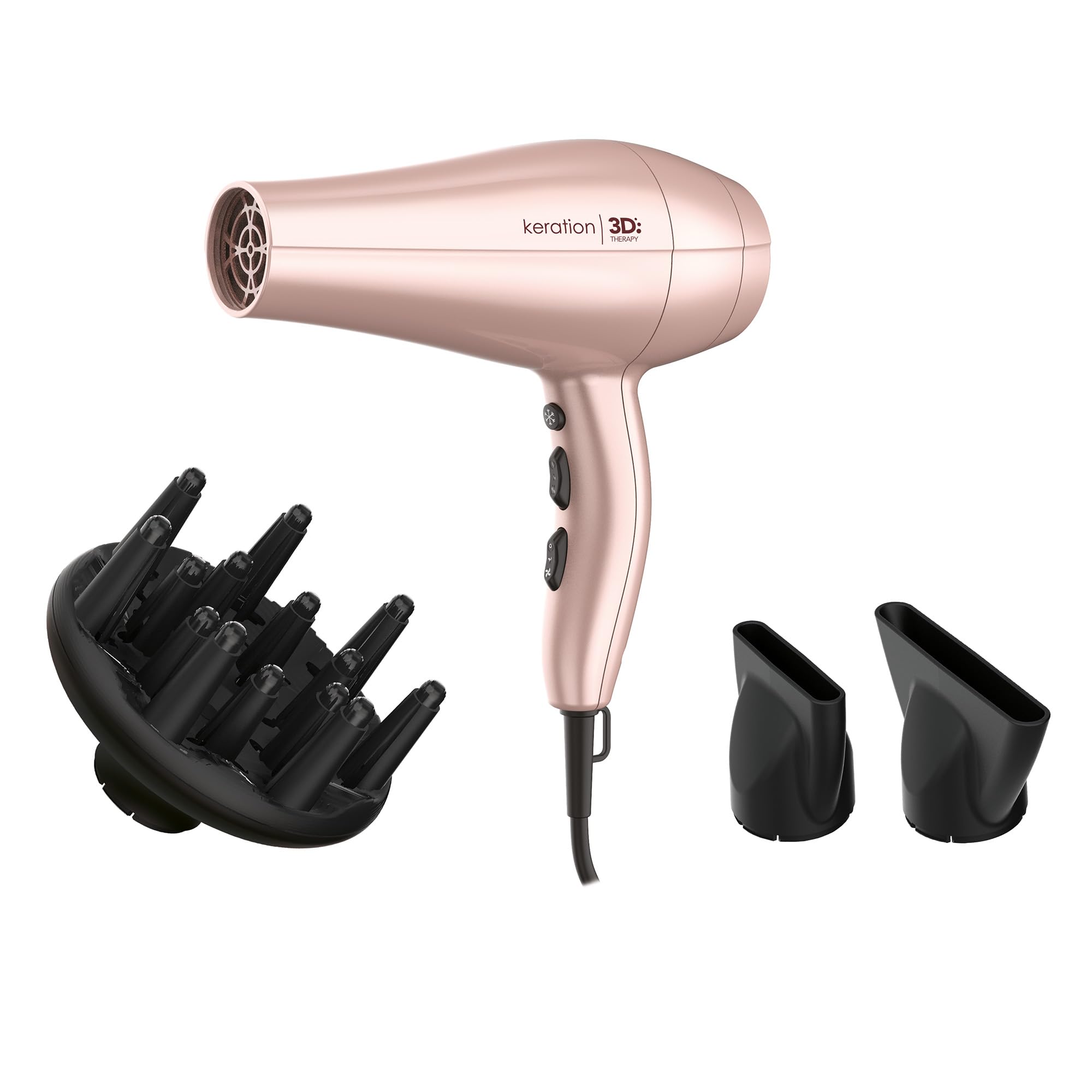 GA.MA Italy Professional, Asciugacapelli Keration Diva 3D, 2300W, Tecnologia Micro Glitt e 3D Therapy Ultra Ion, Motore AC, 6 Combinazioni di Asciugatura, Filtro Amovibile, Accessori Inclusi