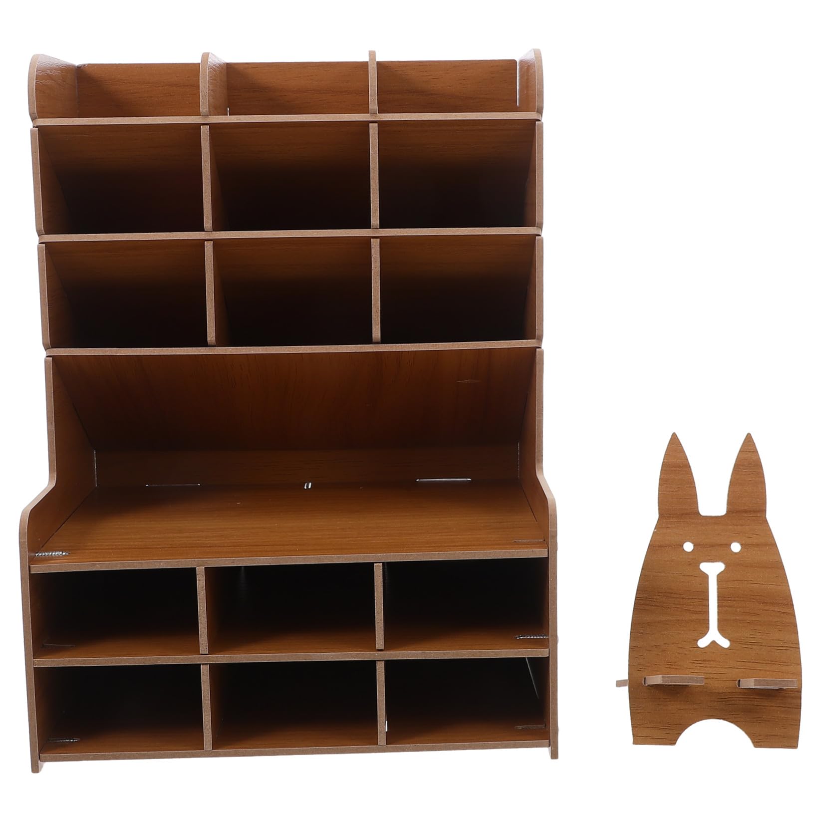 SHINEOFI Portalápices dividido Organizador de escritorio Organizador de papelería de escritorio de almacenamiento de mesa de madera