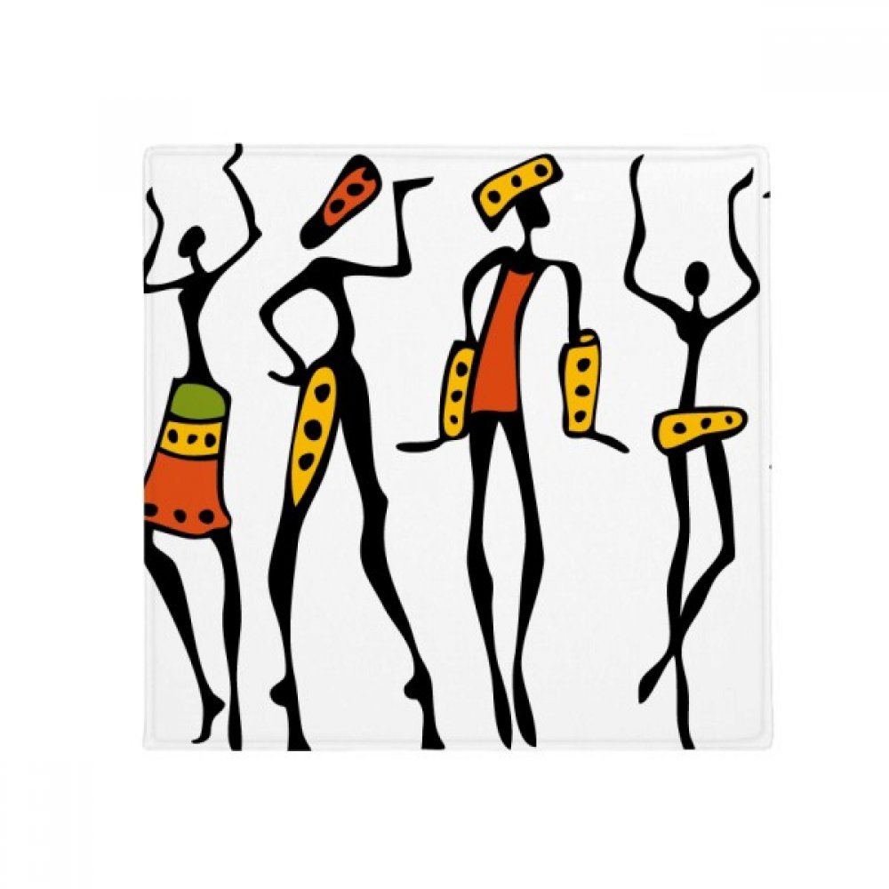 Tapis de sol noir totem africain 80x80 cm antidérapant pour entrée cuisine et animaux