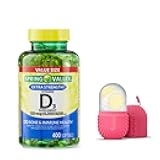Vitamin D3 Spring Valley Softgels, 125 mcg per Softgel, 5,000 IU, 400 Count, and Gift Ice Roller for Face
