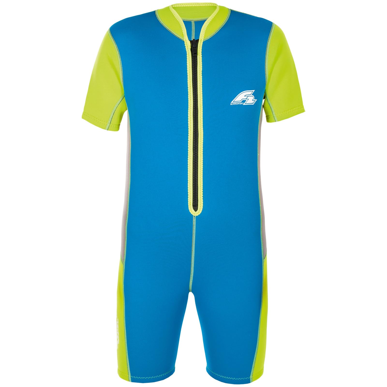 F2 Junior Marken Neopren Anzug Neo - Kid 3mm 4-14yrs Größe wählbar Blau Kinder Surfanzug zum Schnorcheln, Kiten, Wakeboard, SUP Stand Up Paddling Kurze Arme und Beine