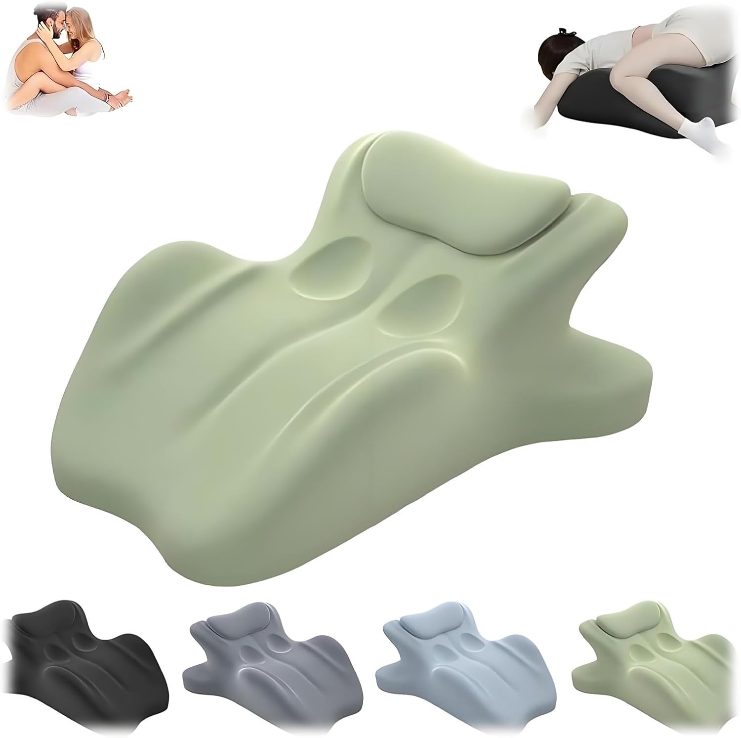 Memory Foam Support Pillow for Couples, Intimacy Pillow, Sweet Spot Pillows, 27° Ergonomic Contoured Lounger Cushion for Back, Lumbar and Body Support(Green)
