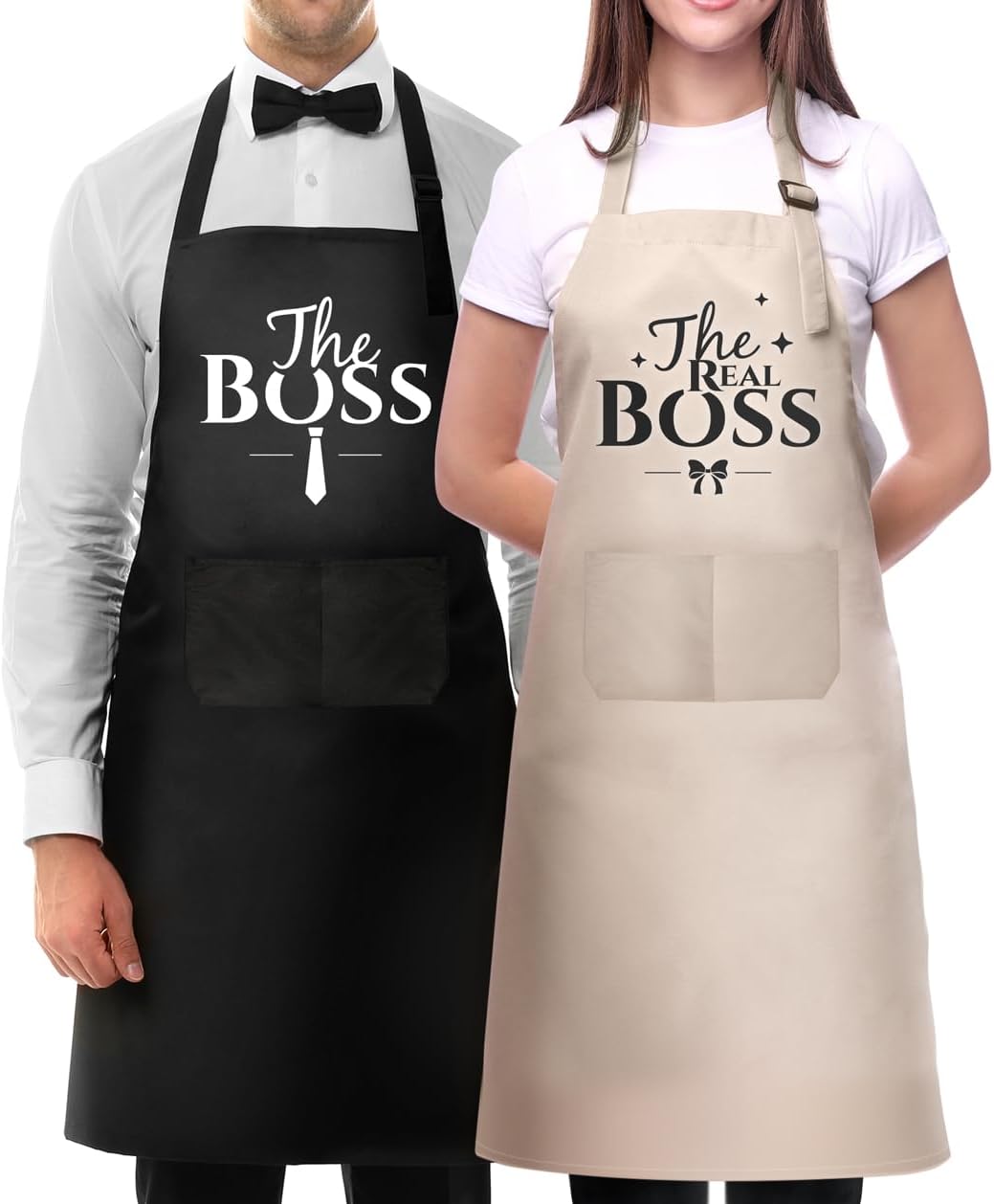 Funny Couple Aprons Set for Cooking-Couple Gifts-Engagement Anniversary Hostess Home Gifts for Couples