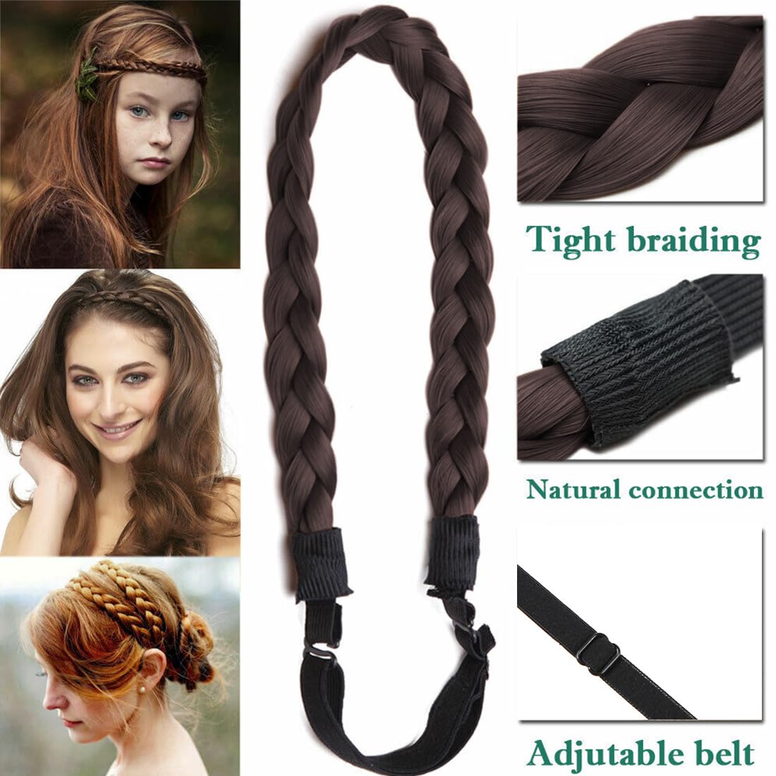 Tadipri Fascia Per Capelli Intrecciata Cerchietto 5 Fili Sintetici Treccine Fascia Classic Chunky Per Accessorio Di Bellezza Donne Ragazze