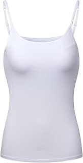 KEALLI Women's Sports Camisole Built-in Bra Adjustable Spaghetti Strap Tank Top Padded Cami Tanks