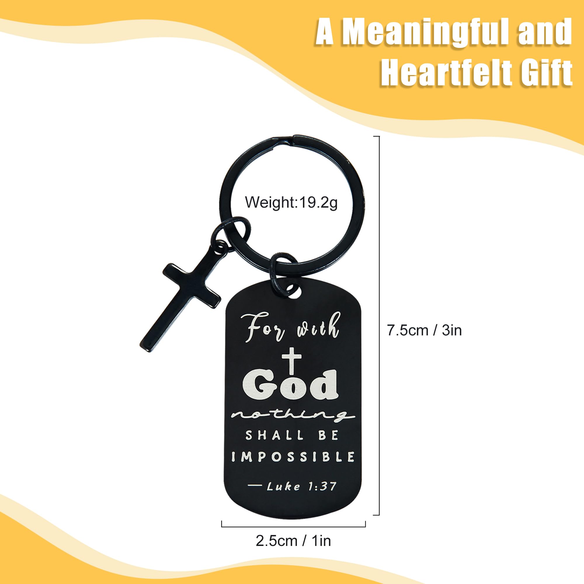kilofly 30 Pcs Christian Inspirational Bible Verse Keychain Gift Cross Charm, Black, 1.9 Inch - Image 2