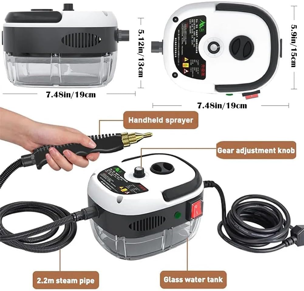 2500w Handheld High-Temperature Pressurized Steam Cleaner High Pressure Heavy Duty Professional Cleaners for Home Small Areas Rapid-Heating High Temp Machine Car Auto Detailing Multipurpose(Red)