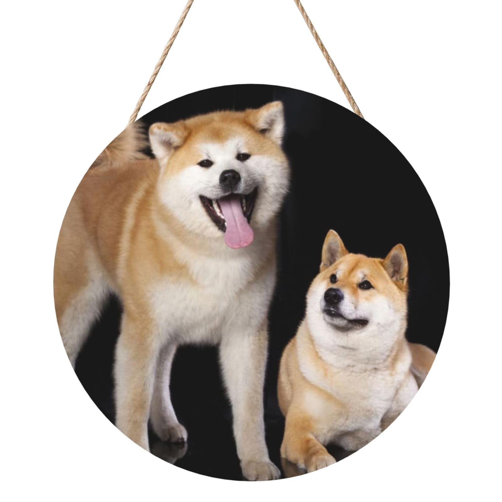 InOmak Shiba Inu Akita Inu, Round Wood Panel Painting 12 in, Wall Hanging Painting For Home