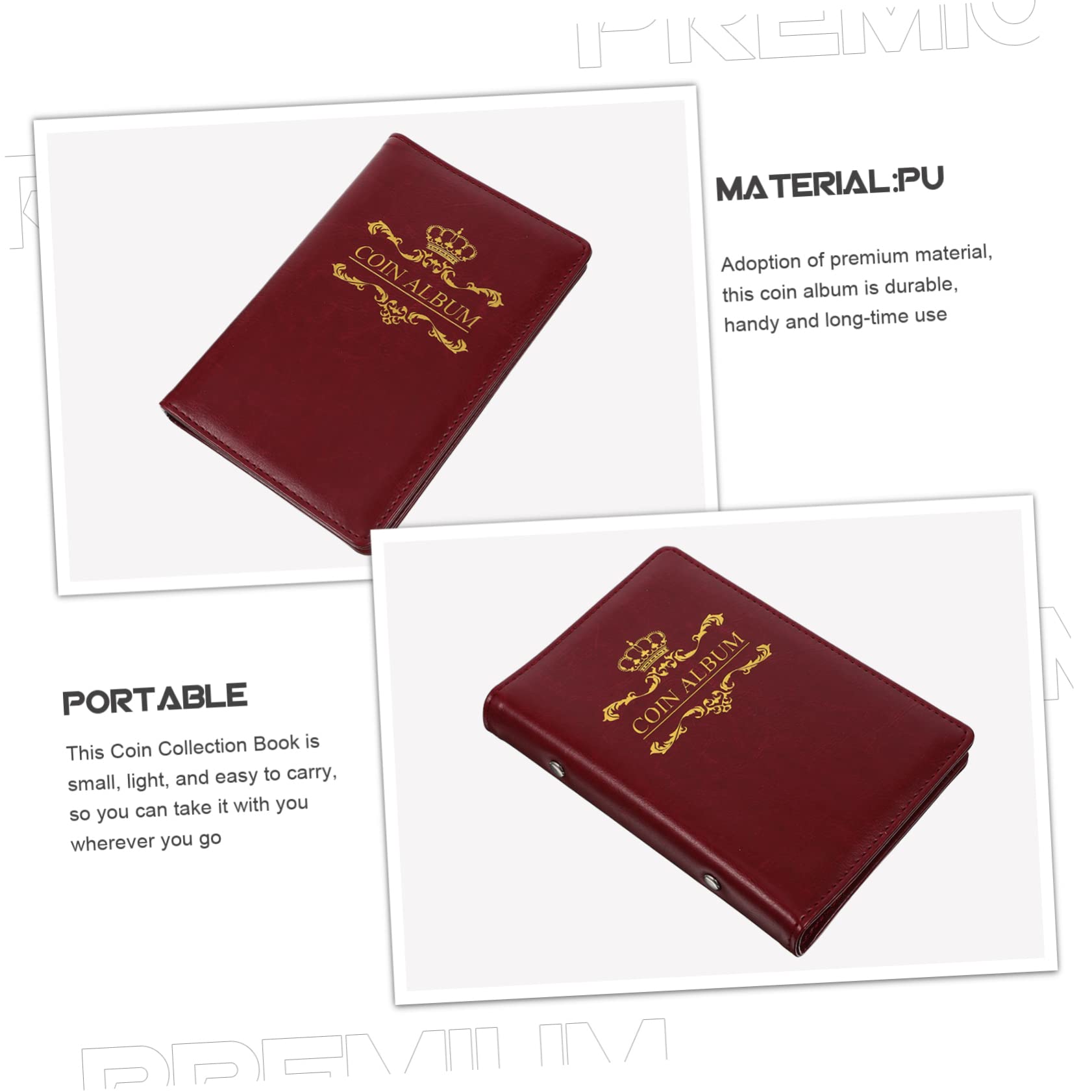 Operitacx 3pezzi Album Per Monete Collezione Libretto Protettivo Compatto e Leggero Design Elegante Con Copertura Pu Organizer Per Monete e Valuta Facile Da Trasportare Trasparente Su