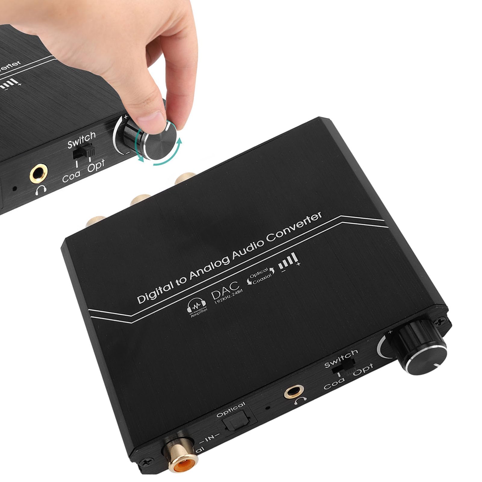 Convertitore audio digitale-analogico Mtlavishness con regolazione del volume Convertitore audio digitale da coassiale ad analogico stereo da 3,5 mm Adattatore 192 KHz 24 bit per