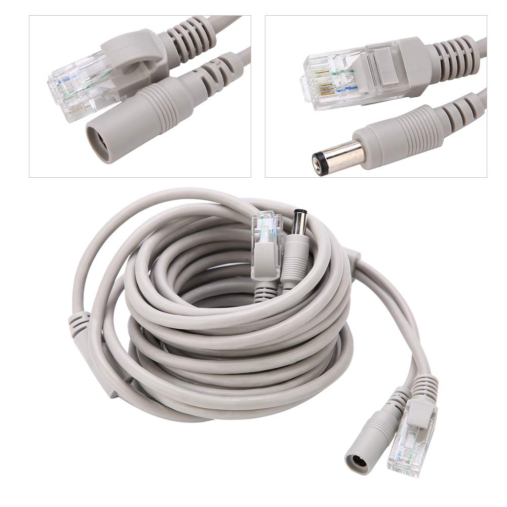 Cavo Ethernet RJ45 DC Ethernet Cavo CCTV Cavo Alimentazione E Dati 10Mbps 100Mbps Per Telecamere IP Sistema NVR(15m-bianco)