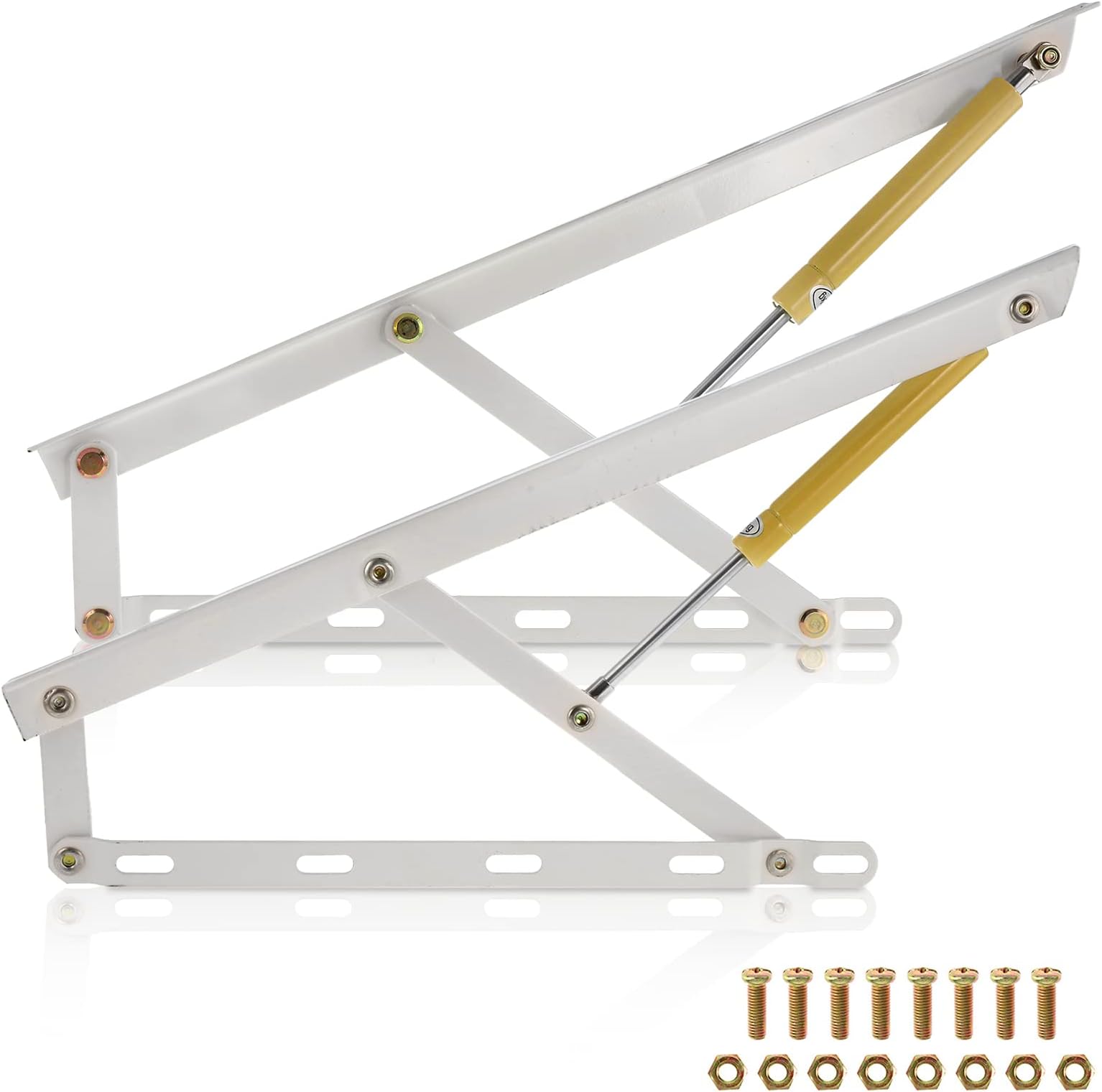 Dyna-Living Bed Lift Mechanism A Pair of Lift Storage Bed Heavy Duty Gas Spring Platform Bed Storage Lift for Storage Bed Sofa Space Saving(White)