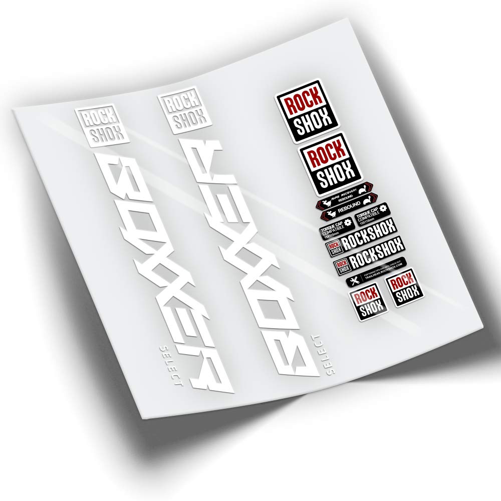 REF:VP380 Stickers Compatible with Rock-Shox BOXXER SELECT 2019-2023 MTB Fork Stickers, Stickers, Stickers, Vinyls for Mountain Bikes (White)