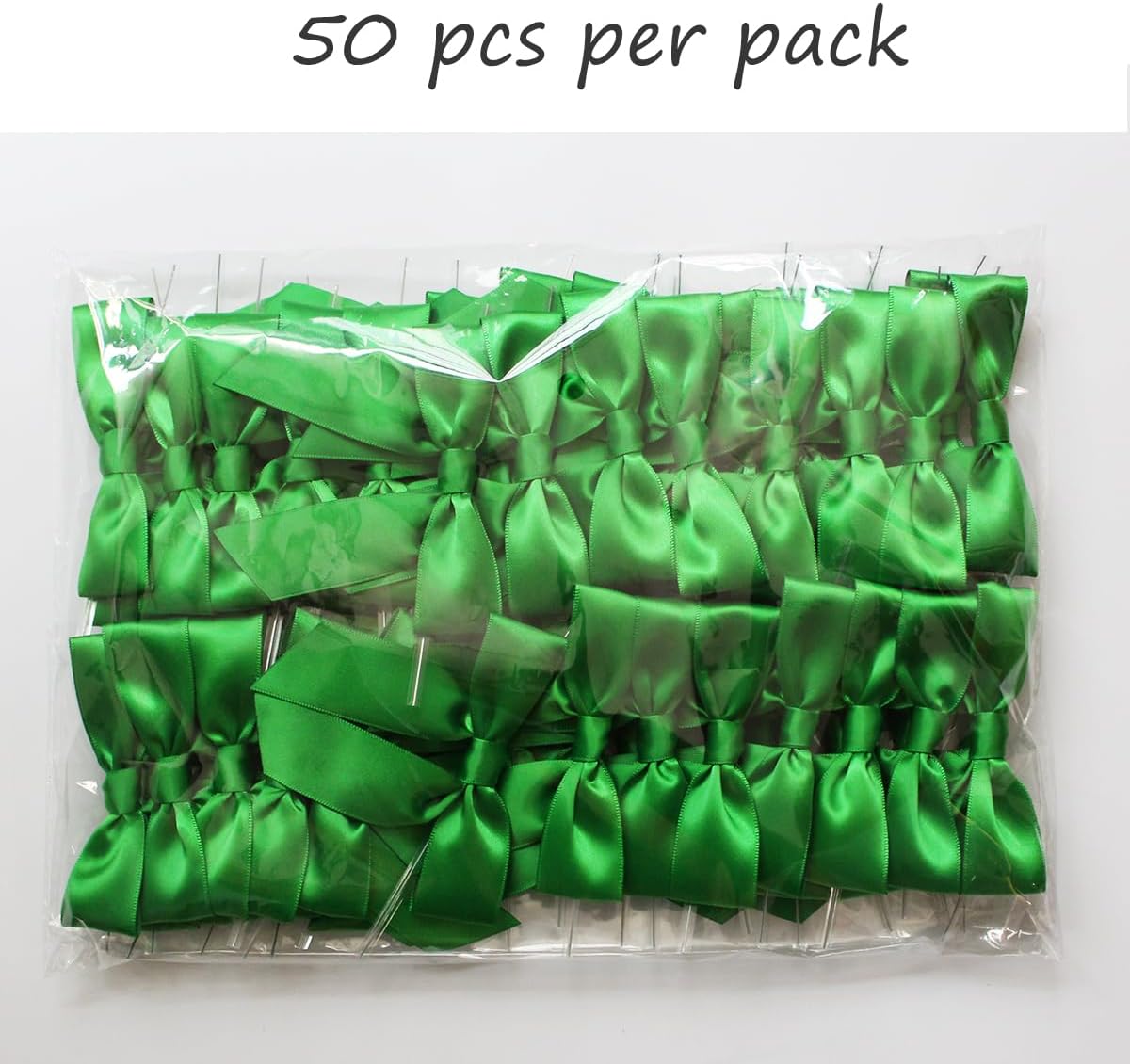 50 PCS 3.5" Green Ribbon Bows for Gift Wrapping Premade Satin Twist Tie Bows for Craft Sewing Scrapbooking Wedding Birthday Christmas and Easter Festival Gift Wrapping - Image 5