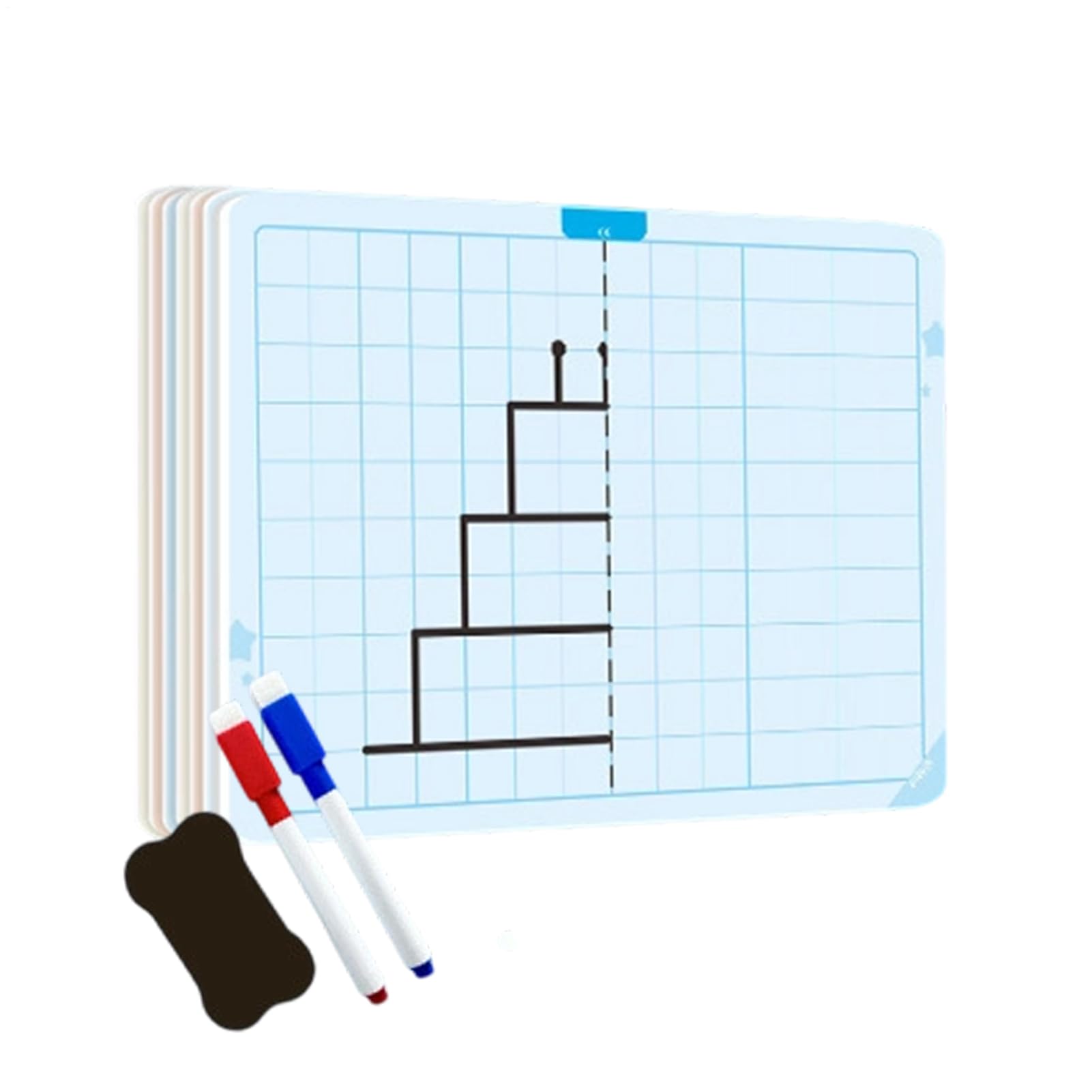 Juego Simetría Infantil Con Pizarra Borrable (14x10cm) | Tablero Educativo + 2 Rotuladores | Entrenamiento Concentración Y Motricidad Fina | Juguete Didáctico Para Casa/Viaje Niños 3-8 Años