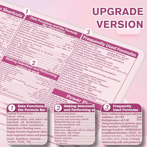 Image of iCasso Excel Cheat Sheet Desk Pad,Excel Mouse Pad Shortcuts,Excel Shortcuts Cheat Sheet Keyboard Mat, Extended Large XXL Non-Slip Mousepad with Stitched Edges for Computer(Pink Excel Shortcuts)