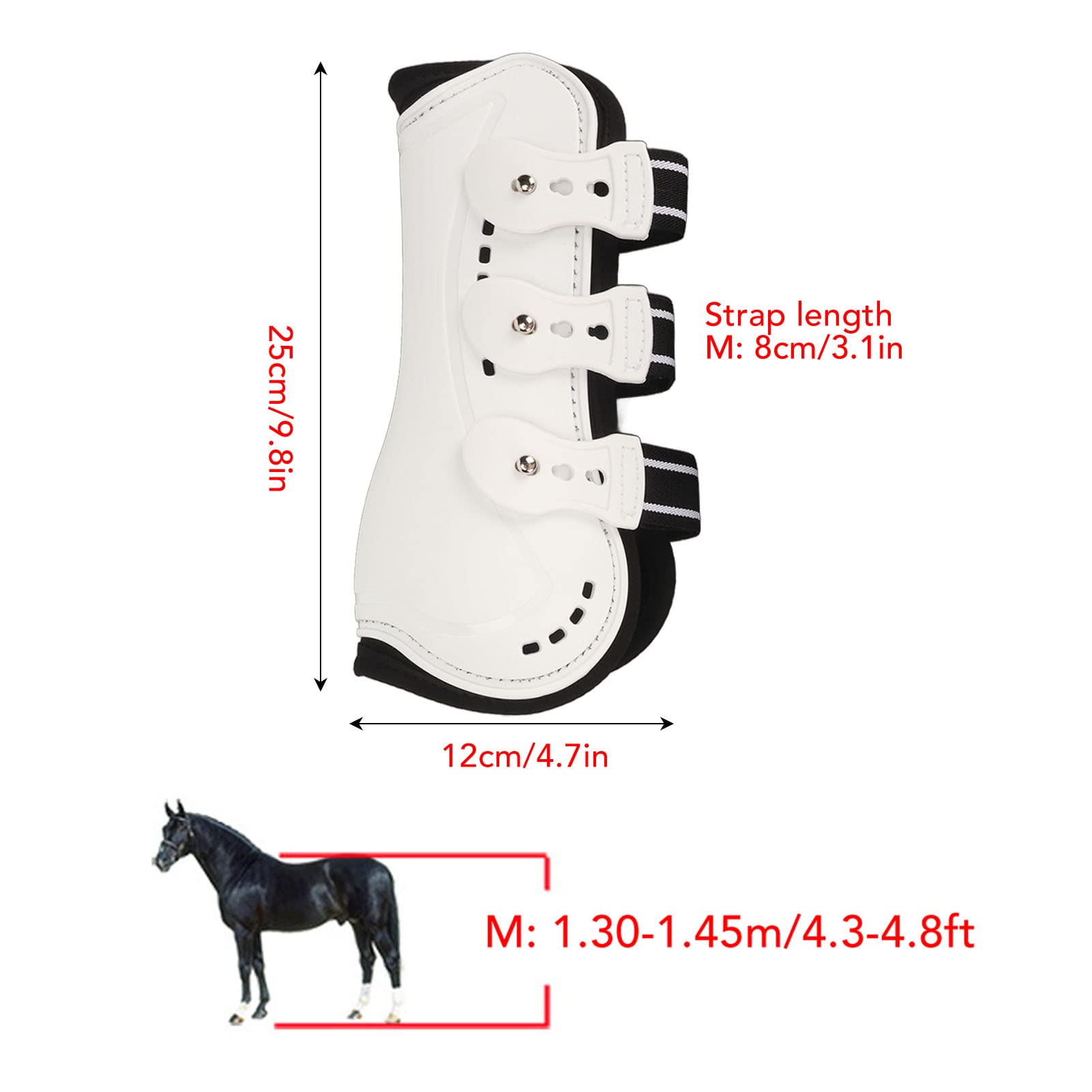 TOPINCN Ghette Anteriori per Cavalli, Assorbimento del Sudore Frontale Aperto Bianco Chiusura Stabile Fibbia Stivali Tendine per Cavallo Regolabili per Il Salto (M 0,7 Pollici)