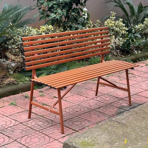 Banco de jardín metálico 3 plazas exterior resistente de 120 cm para patio 2