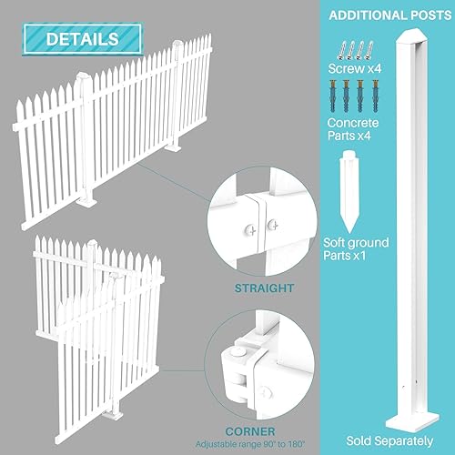 Miniatura 6 de Coarbor Panel de valla decorativa de jardín 84 x 30 pulgadas de cercado de jardín para borde de patio, valla al aire libre, barrera para mascotas,