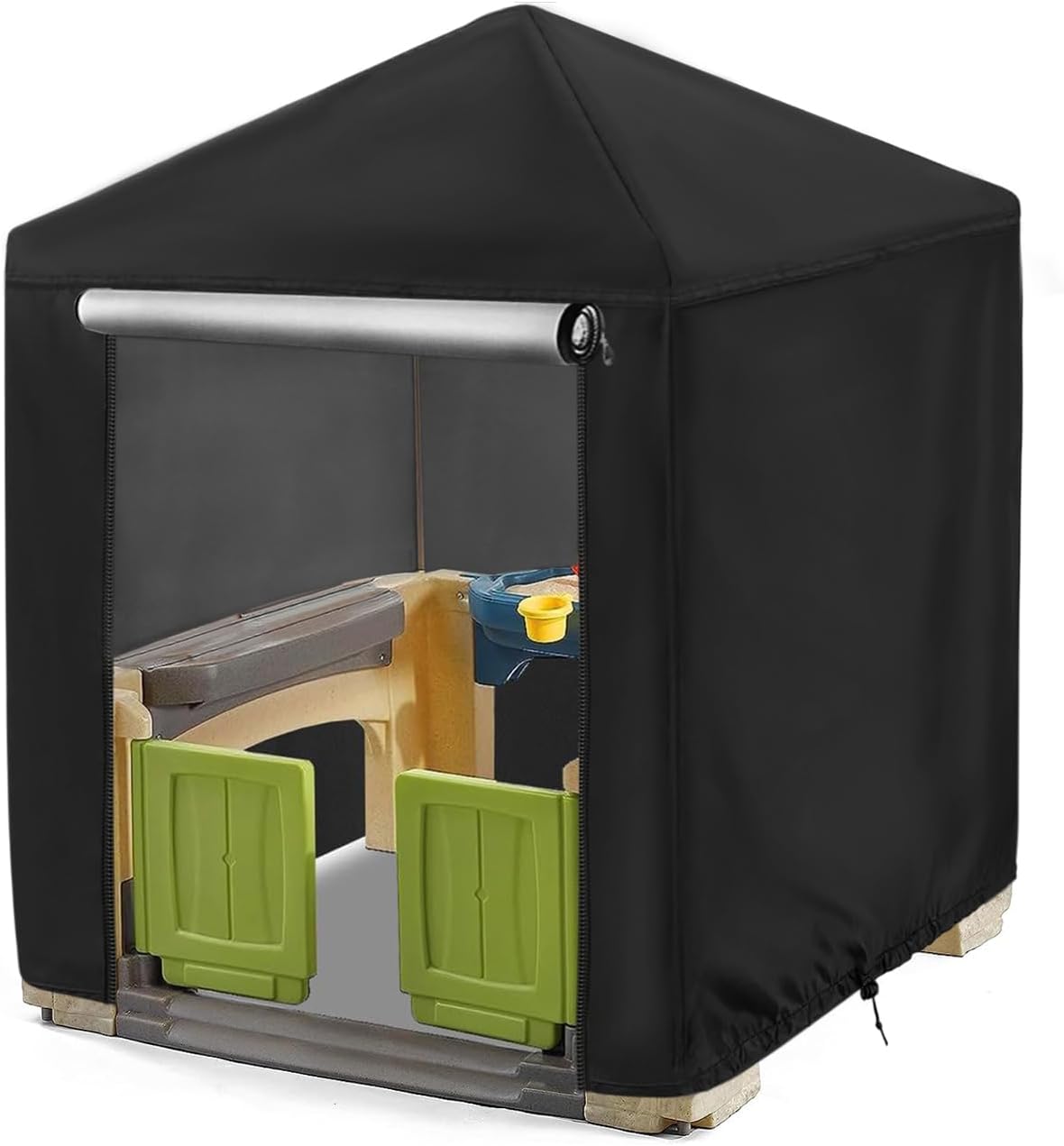 Outdoor Playhouse Cover for Step2 Playhouse,Waterproof Kids Outside Play house Cover Outdoor Play Houses Covers for Kids - 56"L×56"W×60"H, Black