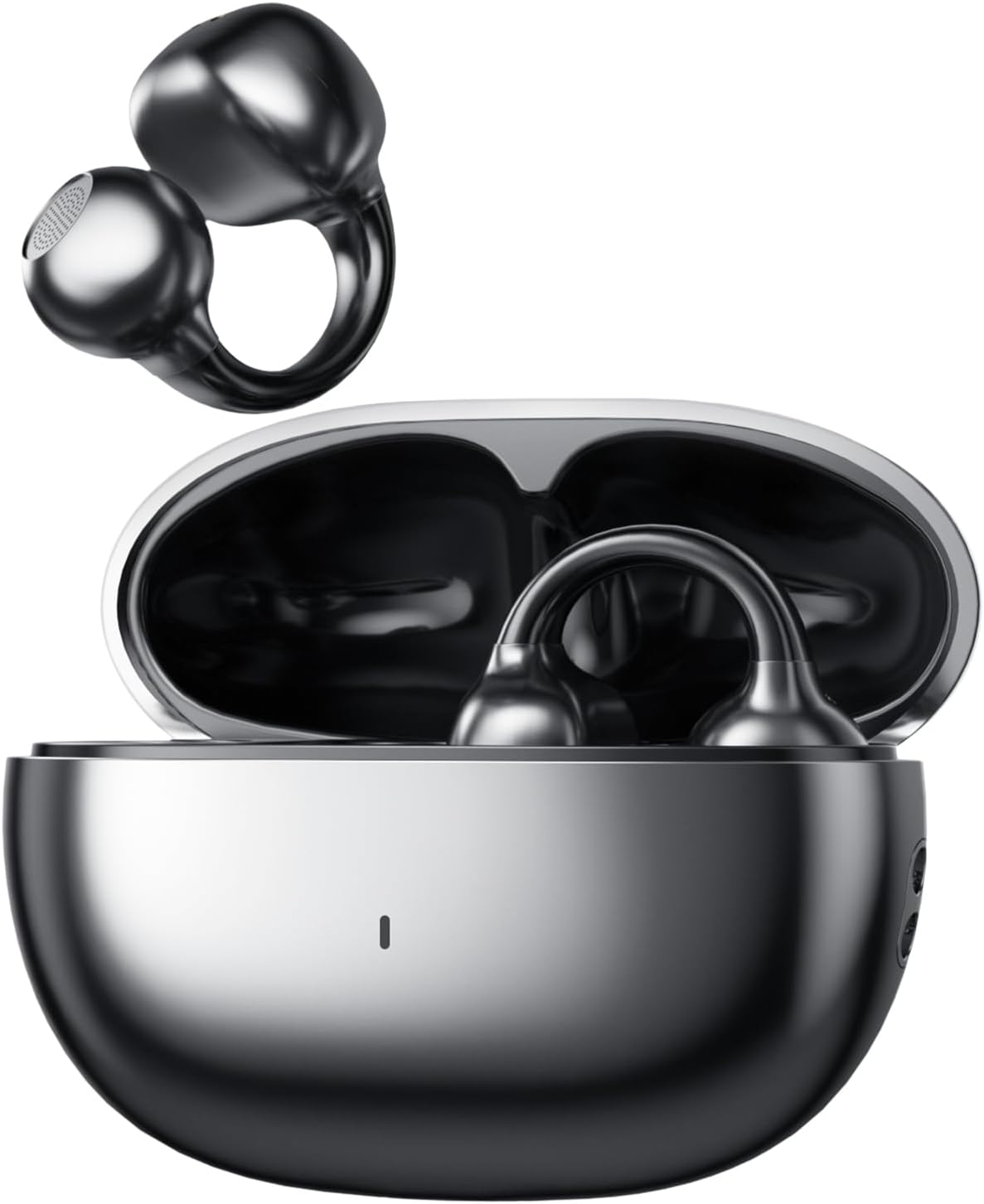 Open Ear Wireless Headphones, Clip-On Earbuds with Ultra Lightweight Comfort for All-Day Wear, Immersive Cinematic Sound, Built-in Mic, Bluetooth 6.0 Secure Fit for Sports Running Gym - Black