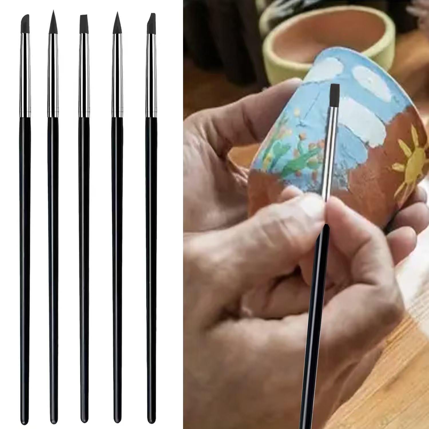 Clay Sculpting Tools Set - 10 Piece Silicone Kit -12