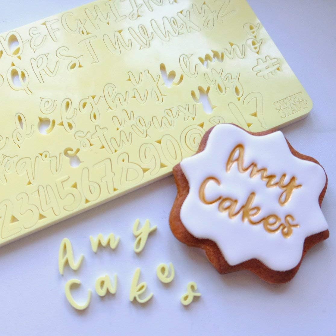 Sweet Stamp by AmyCakes Plastic Uppercase, Lowercase, Numbers and Symbols for Embossing Cookies