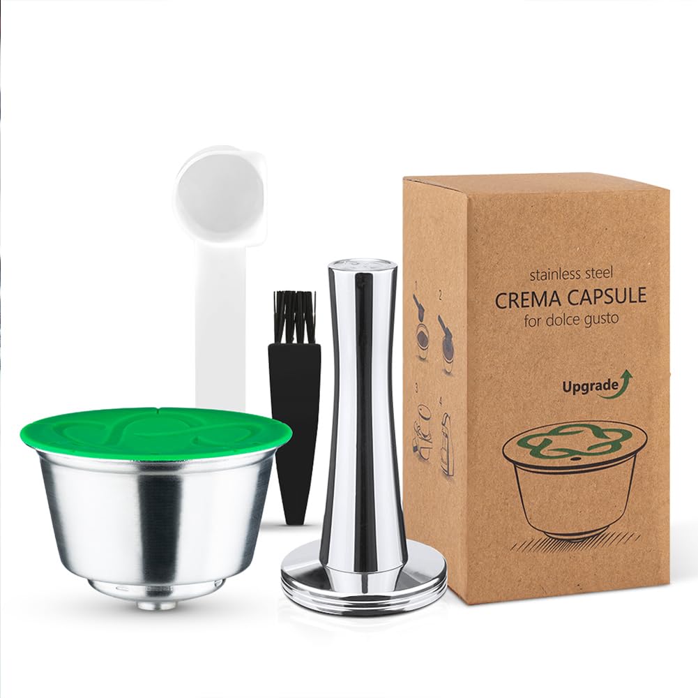 Cápsula de café reutilizable BENFUCHEN compatible con máquinas Dolce Gusto Piccolo XS y Genio S, filtro de cápsula de café de acero inoxidable y metal recargable, con prensador de café