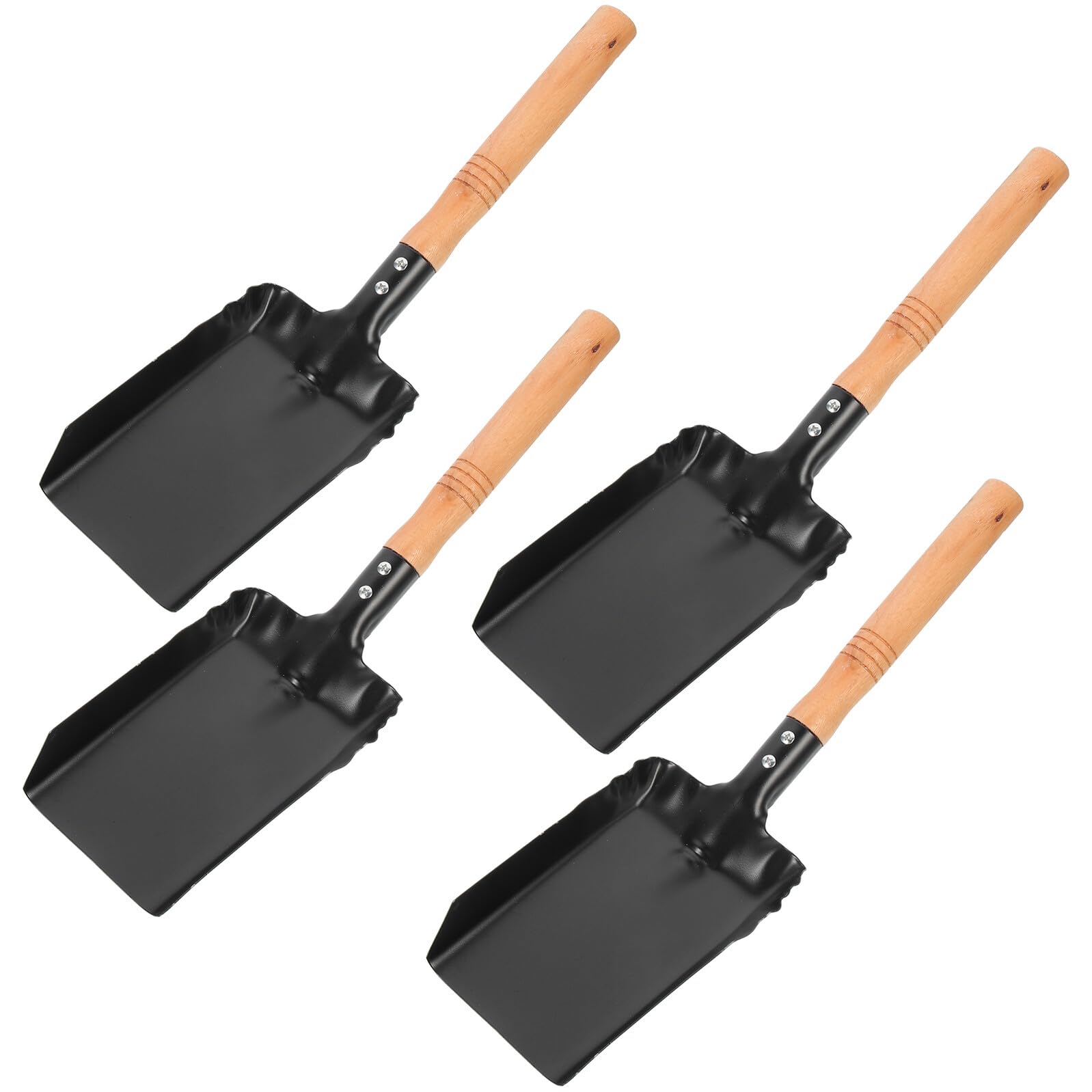 VALICLUD Pelle à Cendres Multifonction Petite Taille en Fer et Bois Pelle à Charbon et Nettoyage Outils Ménagers pour Cheminée et Barbecue Lot de 4 Polyvalentes