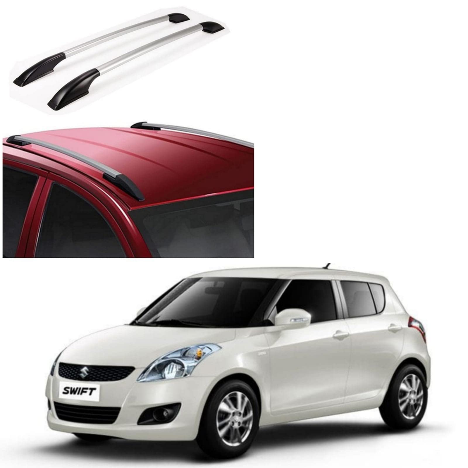 Drill Free Roof Rails for Maruti Suzuki Swift 2011-2017 Models - Silver Color (Pack of 2)-picture-23
