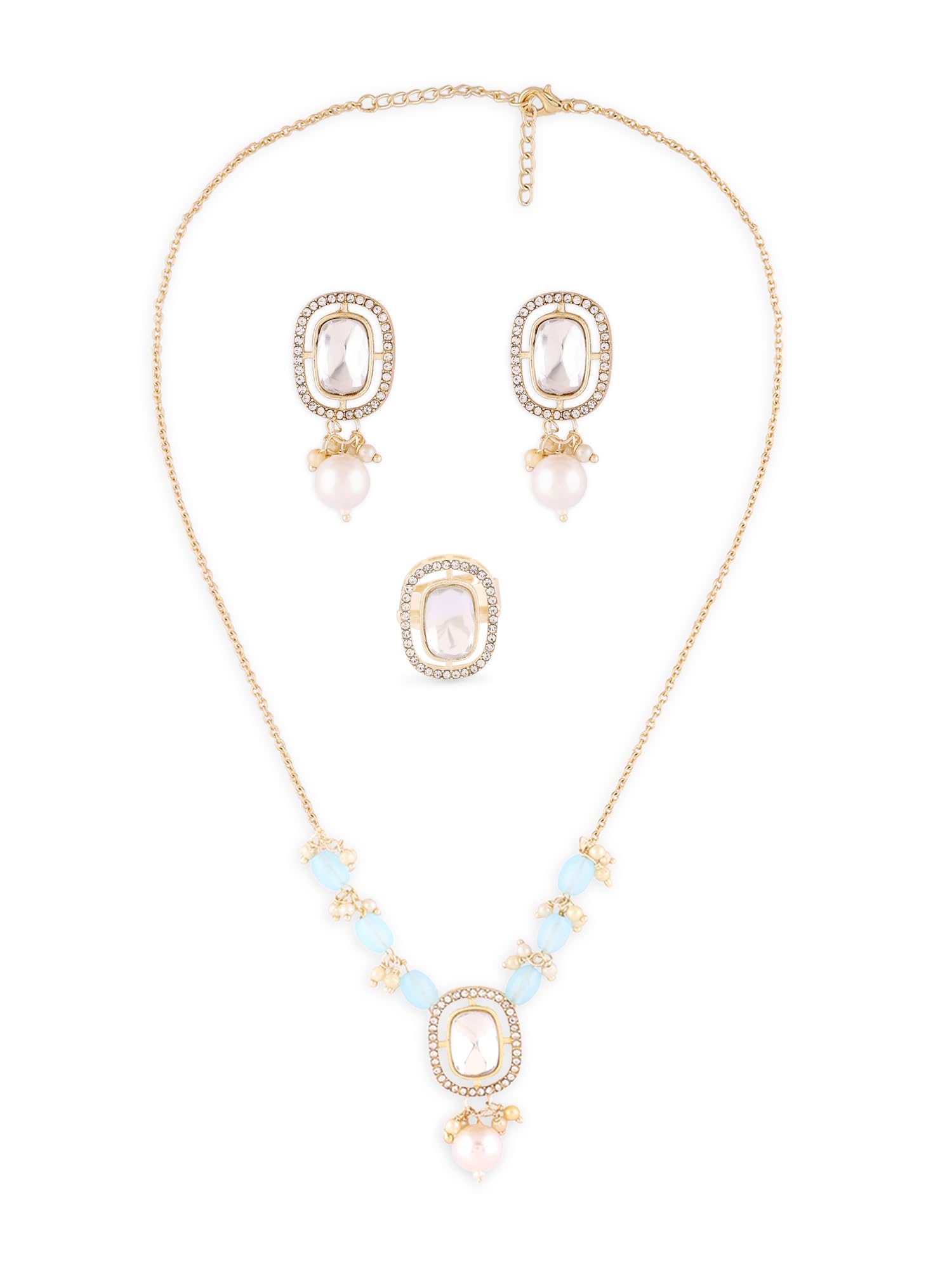 See full amazon price history chart for ZAVERI PEARLS Turquoise Blue Austrian Diamonds & Stones Embellished Necklace Earring & Ring Set For Women-ZPFK16729 ZAVERI PEARLS Turquoise Blue Austrian Diamonds & Stones Embellished Necklace Earring & Ring Set For Women-ZPFK16729 (B0CL2DRYLF) Amazon Price History, Amazon Price Tracker