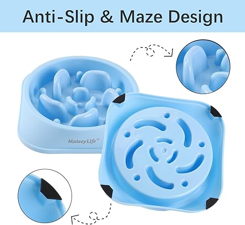 Miniatura 4 de MateeyLife - Cuencos de alimentación lenta, antiasfixia, tipo rompecabezas, interactivos, antideslizantes, para detener la hinchazón, para perros y