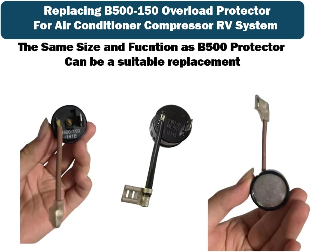 2Pcs Overload Overheating Protector Replacing B500 for Air Conditioning Compressor Dehumidifier RV 23B7AB 4AC1011 Part Replacement