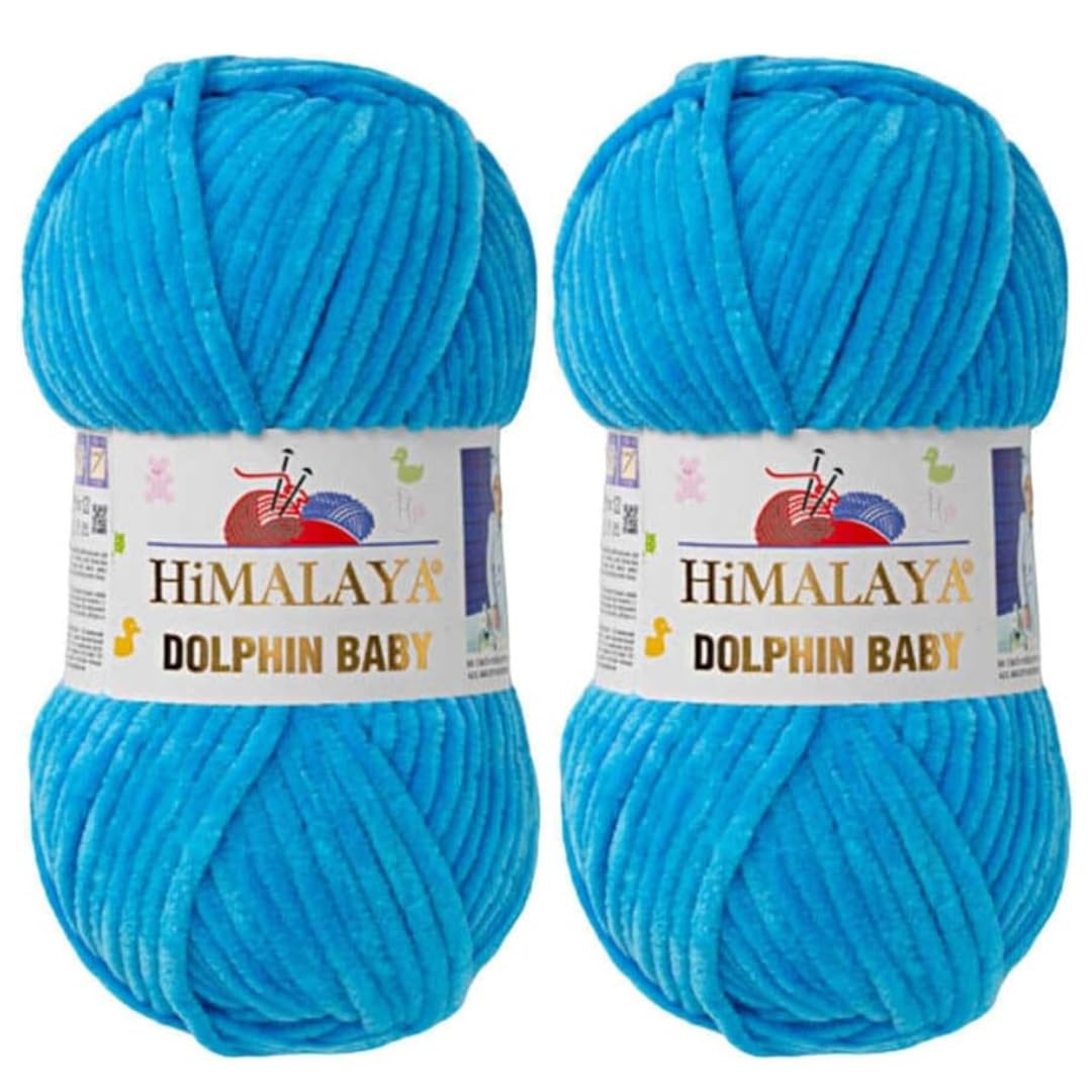 Himalaya Dolphin Baby Yarn 2 X 100g Skeins Super Bulky Yarn for Knitting/Crochet Ideal for Cardigans Shawls Blankets Hats and Home Textiles (2, 80326 Sky Blue)