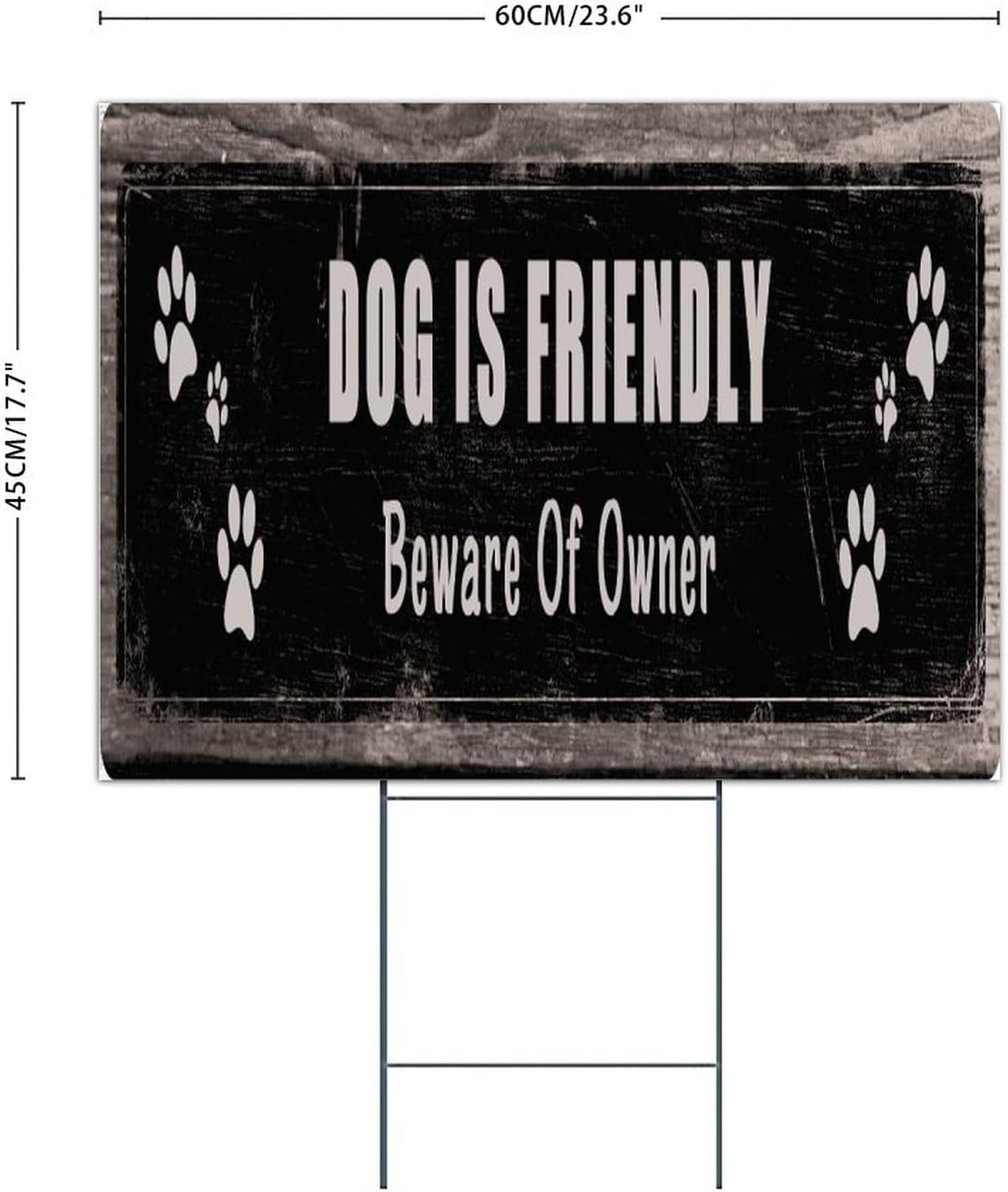 Dog Is Friendly Beware Of Owner Yard Sign Lawn Decoration Props for Graduations 18x24 Inch Personalized Lawn Signs with Stakes Puppy Dogs Pet Metal Lawn Sign for Baby Shower Gender Reveal