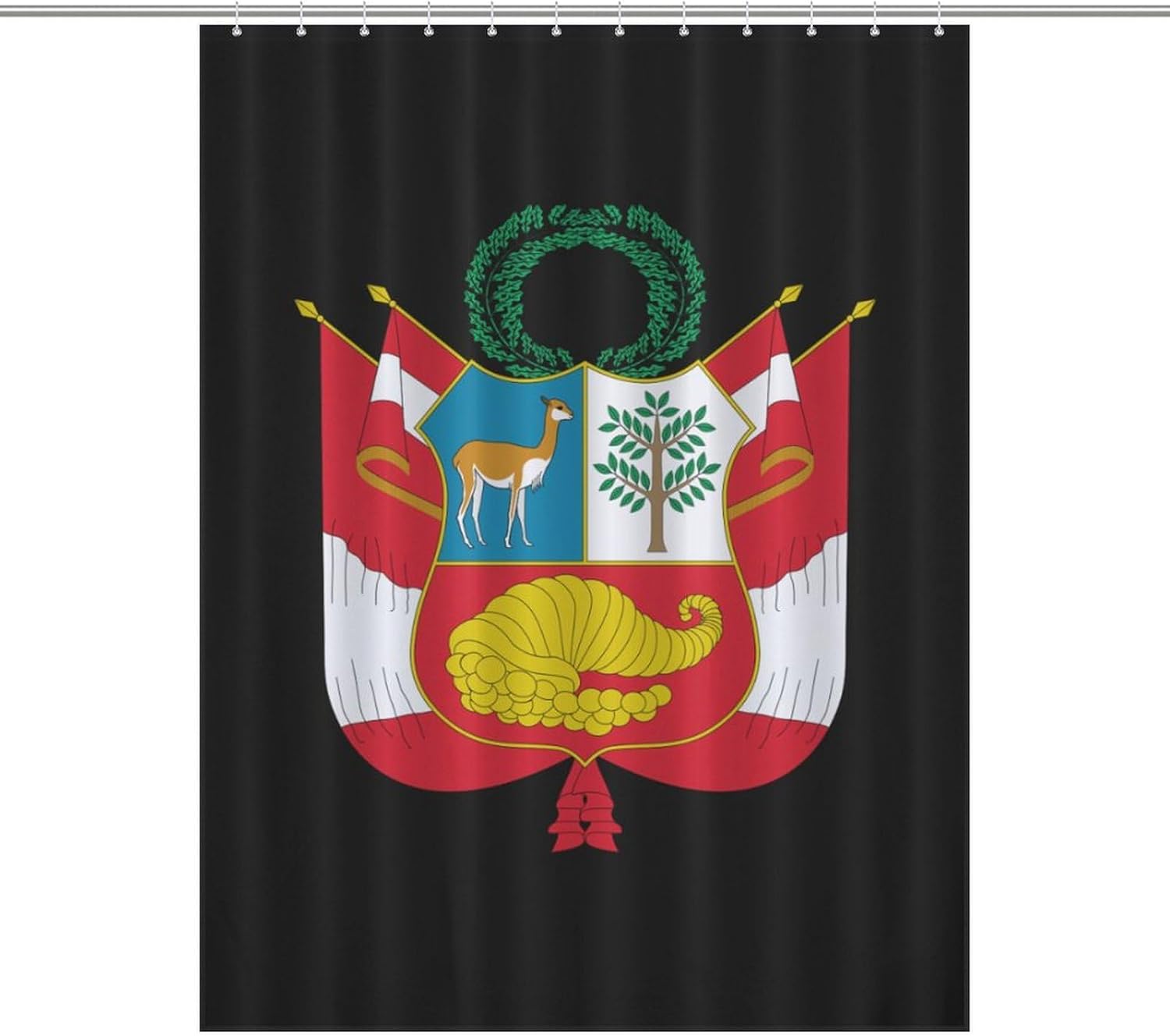 Coat of Arms of Peru Funny Shower Curtains Washable Bath Curtain Liner with Hooks for Bathroom Bath Tubs 55x72Inch（140x183cm）