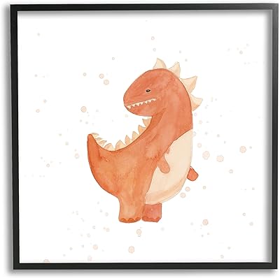 Stupell Industries Fun Bold Orange Dinosaur Framed Giclee Art, Design by Lucille Price
