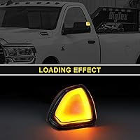 Vista 6 de Jinfili Espejo de remolque lateral LED de repuesto para Dodge Ram 1500, 2010-2018, Dodge Ram 2500 3500 68302828AA 68302829AA lente transparente