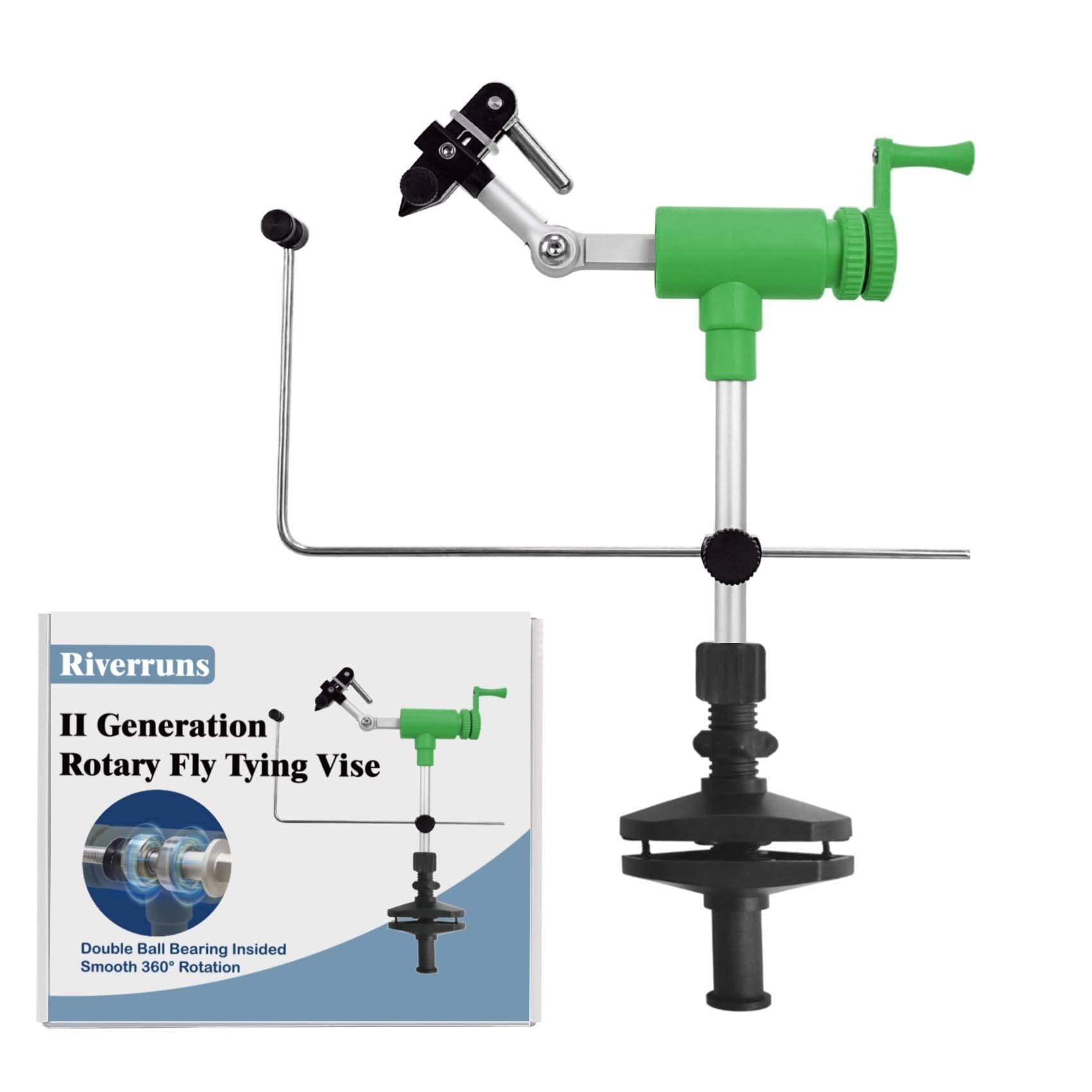 Riverruns II Generation Rotary Fly Tying Vise 360 Degree Rotation Ultra Light Rotary Fly Vise