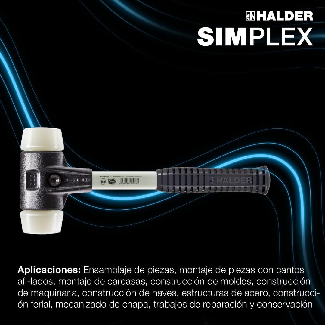 Halder 3708040 "simplex" nailon soft-face Maza Con Mango Con Fibra, multicolor, 40 mm