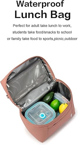 Miniatura 7 de NOL Natural Organic Lifestyle - Loncheras aisladas para mujer, bolsa enfriadora, ligera, de nailon, impermeable, para el trabajo (rosa oscuro, M
