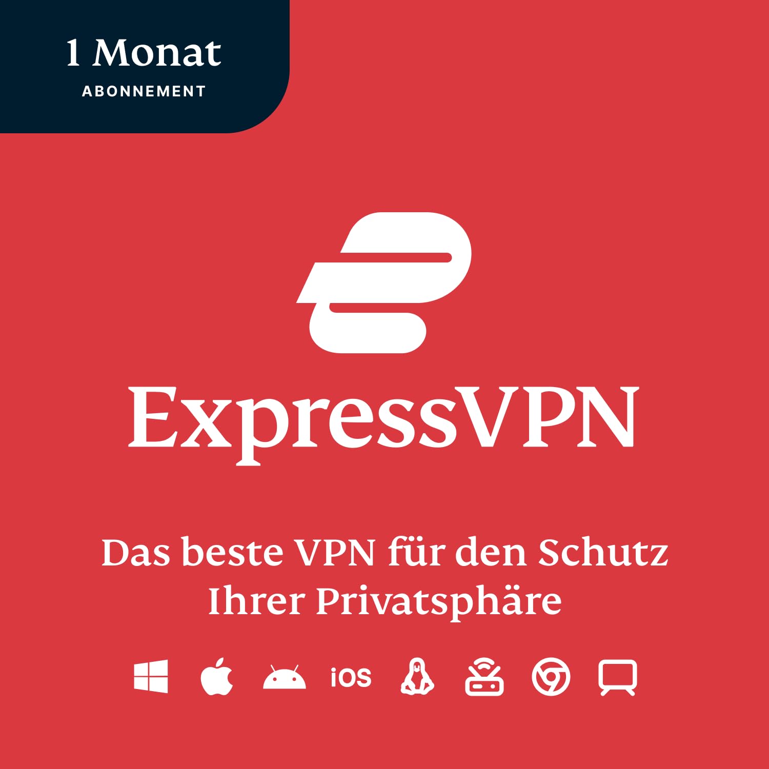 ExpressVPN, 1 Monat, Kompatibel mit allen Geräten, Digitaler Code