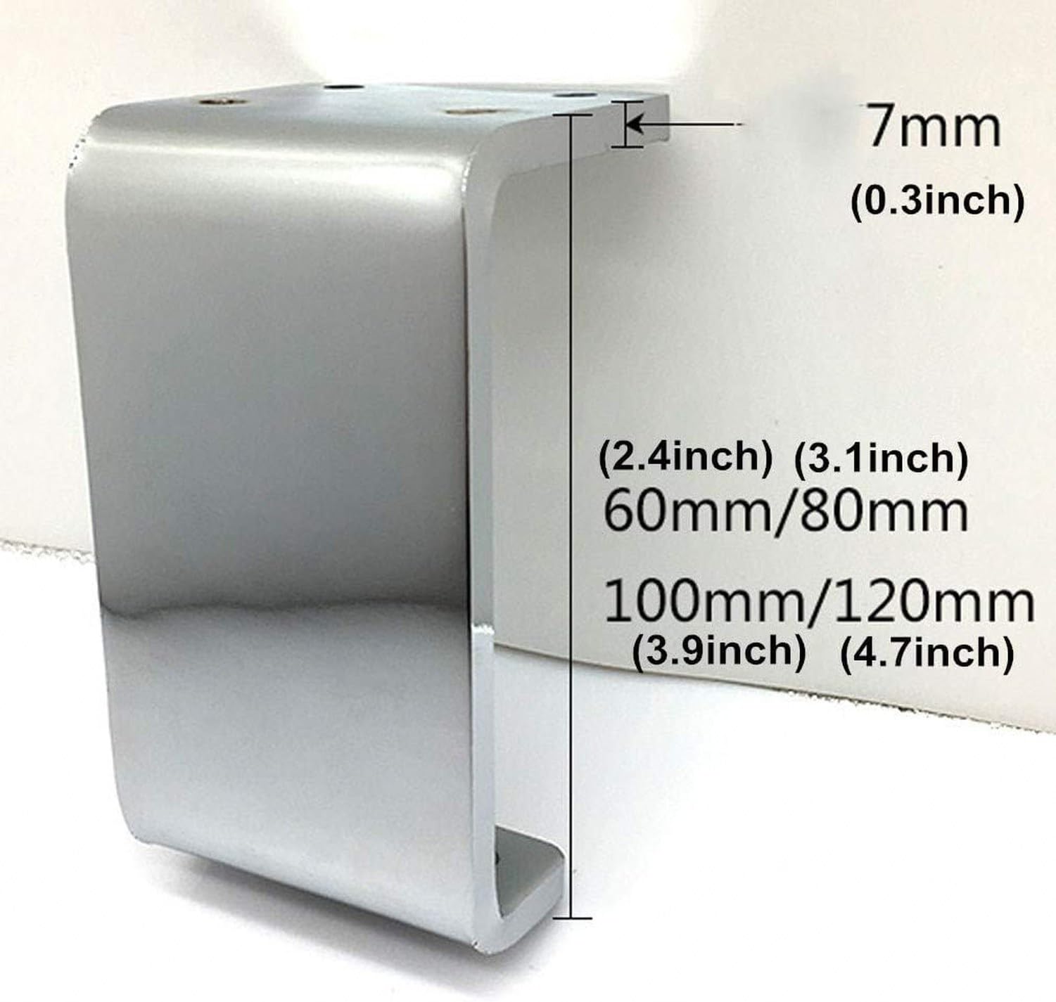 4 Gambe in Metallo per Mobili, Supporto Divisorio, Carico, Argento, 120mm