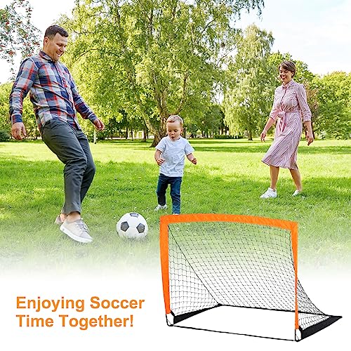 Patikil Portable Soccer Goals, 4X3' Foldable Soccer Net Set Of 2 Folding Soccer Goals For Backyard With Carry Bag For Youth Practice Training Football, Orange #TOP5