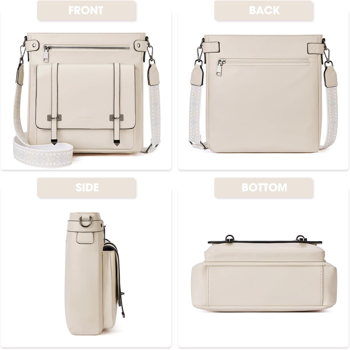 Roulens Crossbody Bags for Women,Multi Pocket Crossbody Purses Vegan Leather Shoulder Handbags Travel Purse Adjustable Strap - Image 4